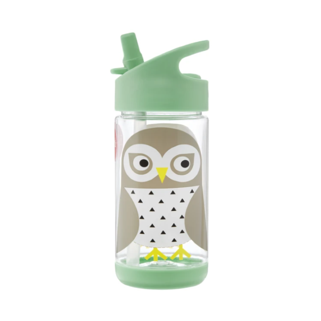 3 Sprouts Insulated Kids Water Bottle with Straw - Cute Owl Design, BPA-Free, Leak Proof for School, Travel & Outdoor Activities
