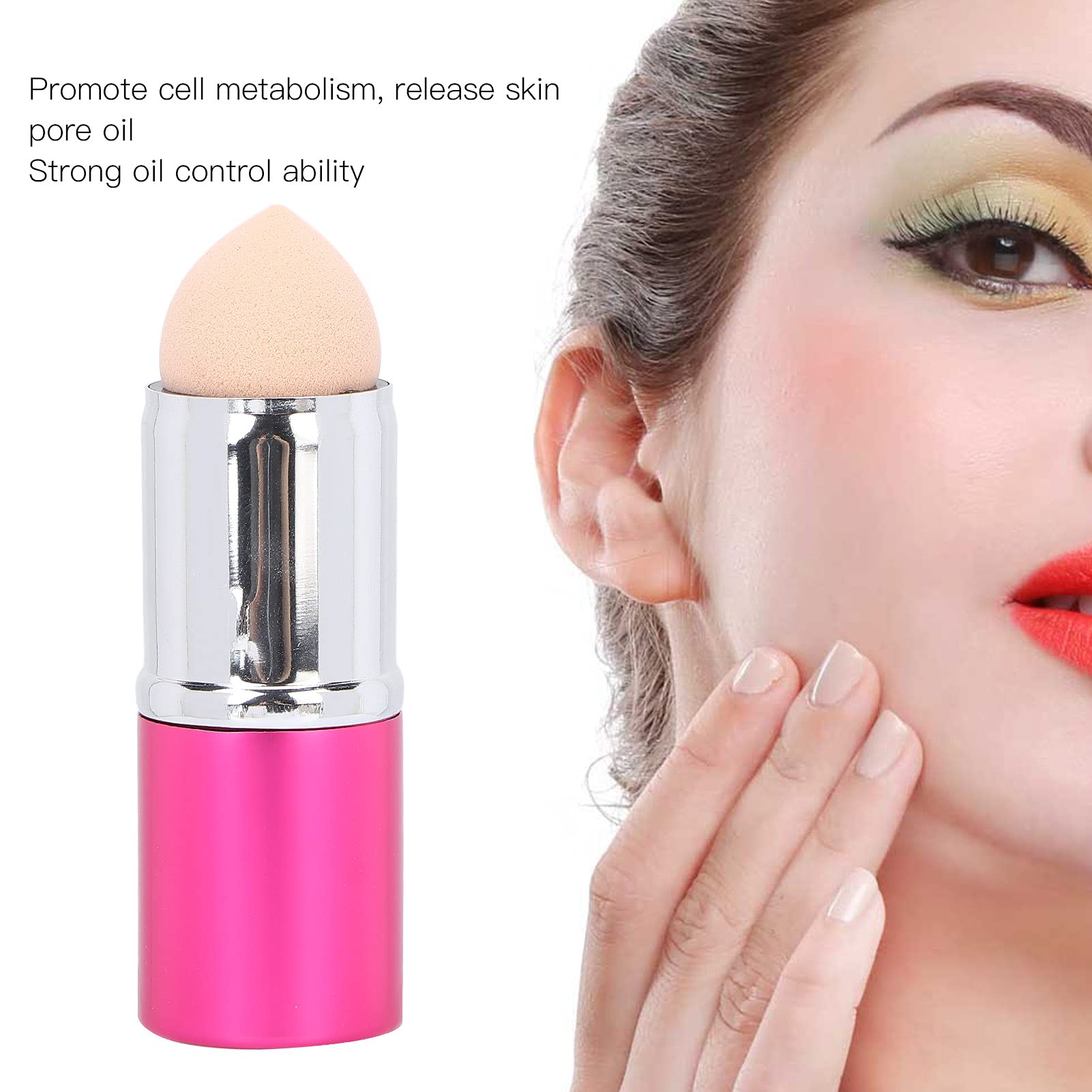 Volcanic Stone Mini Facial Roller for Oil Absorption - Rose Red Skin Care Tool for Face Massage & Makeup Removal | Perfect for Daily Skincare Routine & Spa Relaxation