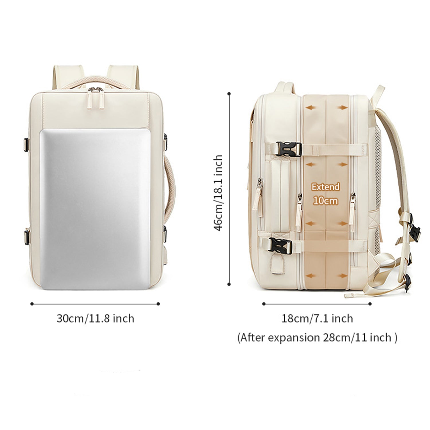 VBP100 - Large Travel Backpack with USB Charging Port, Waterproof Expandable Carry On Backpack for Weeklong Trips - Perfect for Business Travel, Hiking & Airplane Carry On Luggage