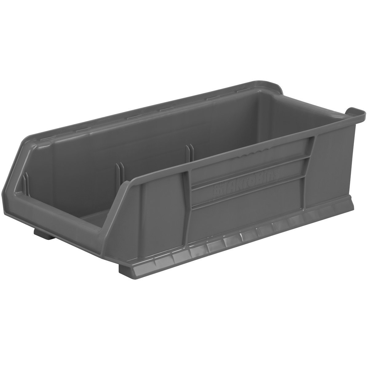 Akro-Mils 30286 Large Plastic Storage Bins - 4-Pack Grey Stackable Organizer Bins for Garage, Classroom, Warehouse (24