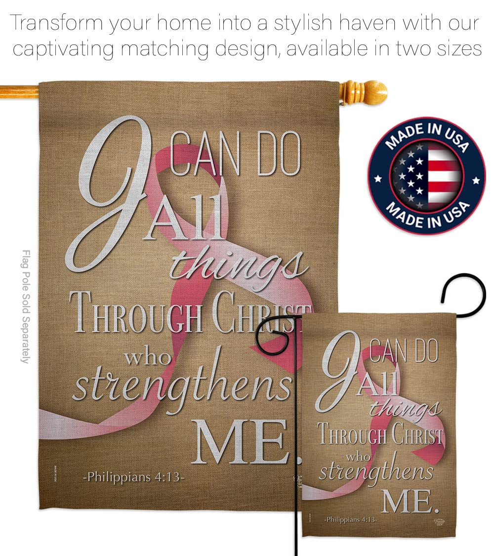 Double-Sided 28x40 Inch Inspirational Pink Ribbon Garden House Flag - Breast Cancer Awareness, Autism Support & BLM Motivational Yard Banner - Perfect for Front Yard Decor, Survivor Gifts & Awareness Events
