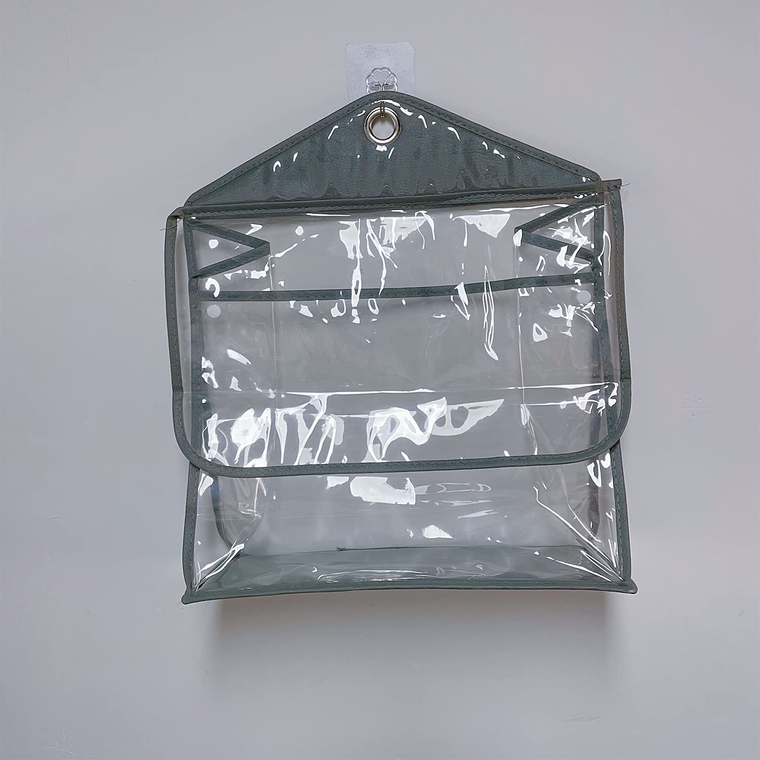 Waterproof Hanging Toiletry Bag Organizer - Clear Shower Caddy for Bathroom with Phone Holder - Watch Videos While Showering - Perfect for Travel, Gym & Dorm (Gray)