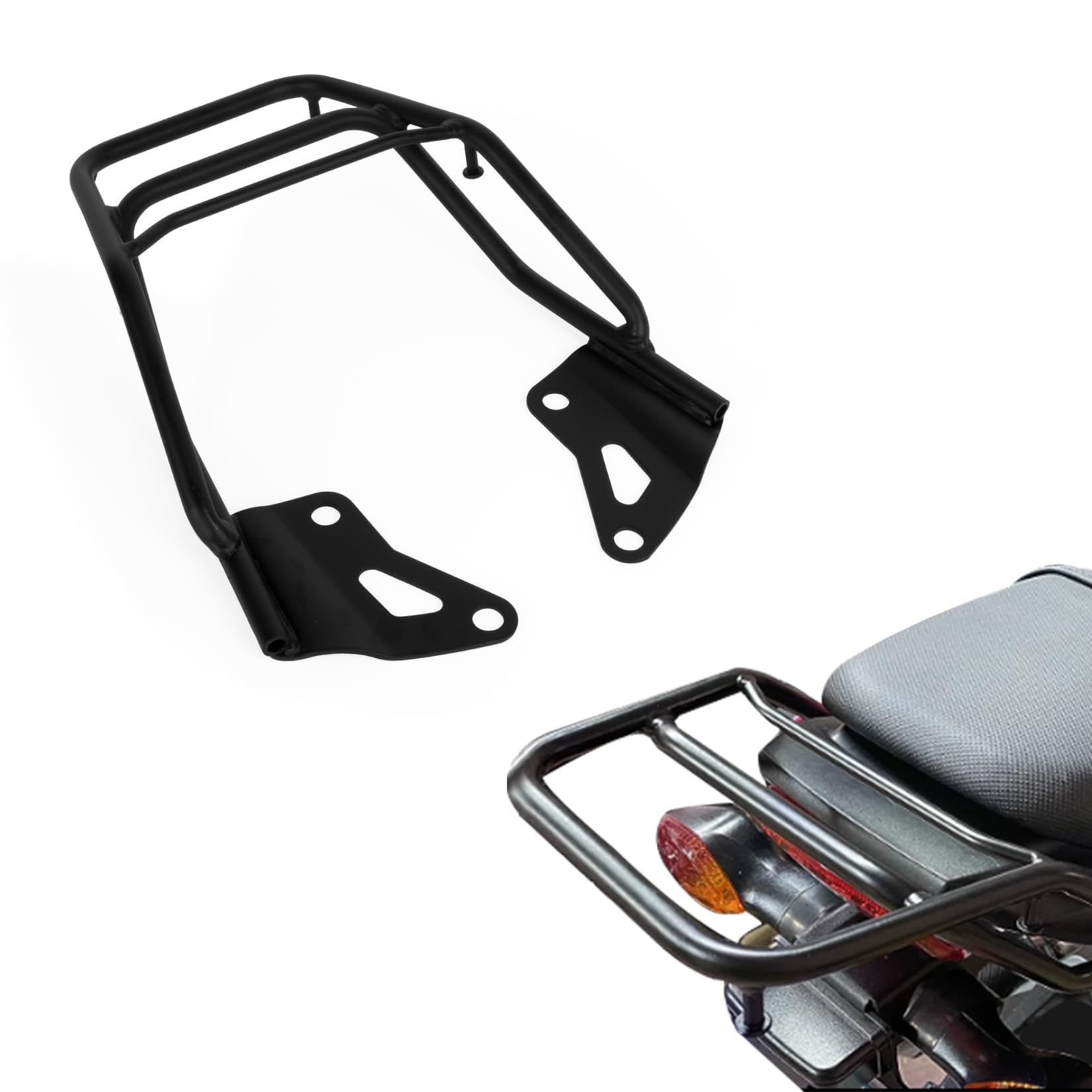 PSLER Black Motorcycle Rear Luggage Rack for Honda Grom MSX125 (2016-2020) - Heavy Duty Iron Storage Carrier Shelf for Grom OG/SF Models - Perfect for Commuting, Grocery Runs & Adventure Riding