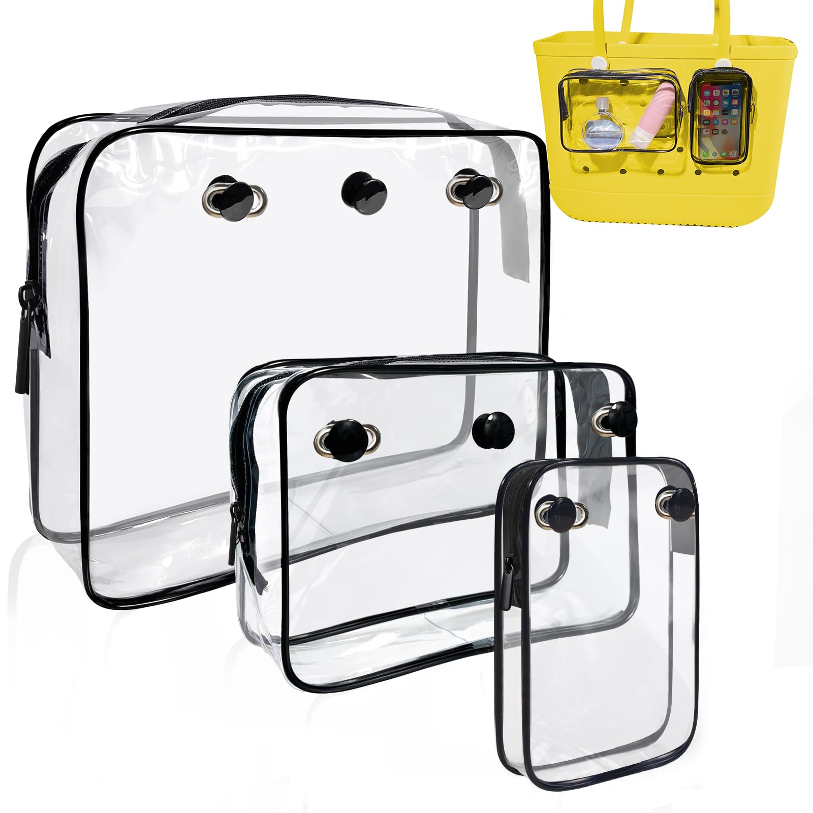Bogg Bag Clear Insert Organizer - Transparent Zippered Inner Bag Divider for Travel & Beach Accessories | Perfect for Toiletries, Brushes & Storage in Bogg Tote Bags