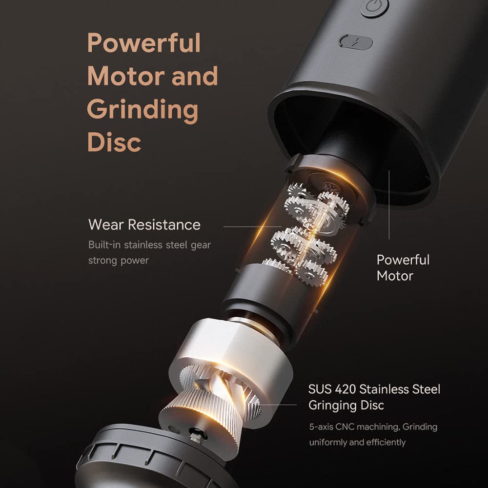 Premium Portable Electric Coffee Grinder - Rechargeable High Speed & Precision Bean Grinder for Pour Over, Drip & Travel - Perfect for Home, Office & Camping Use