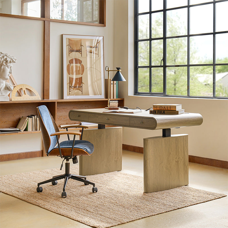 Louise Mid Century Modern Electric Height Adjustable Standing Desk with Wireless Charging - Perfect for Home Office, Gaming & Workspace Ergonomics