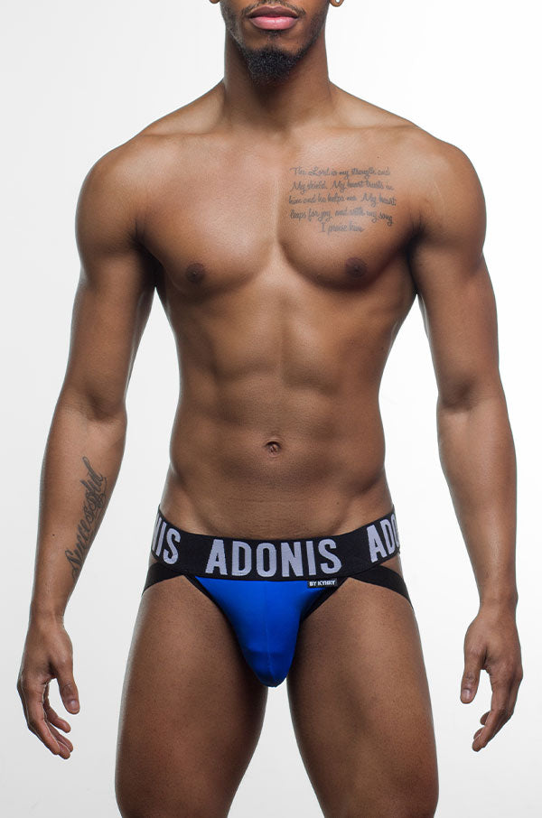 Double Strap Blue Jock Thong for Men - Comfortable Athletic Underwear for Workout, Running & Sports Activities