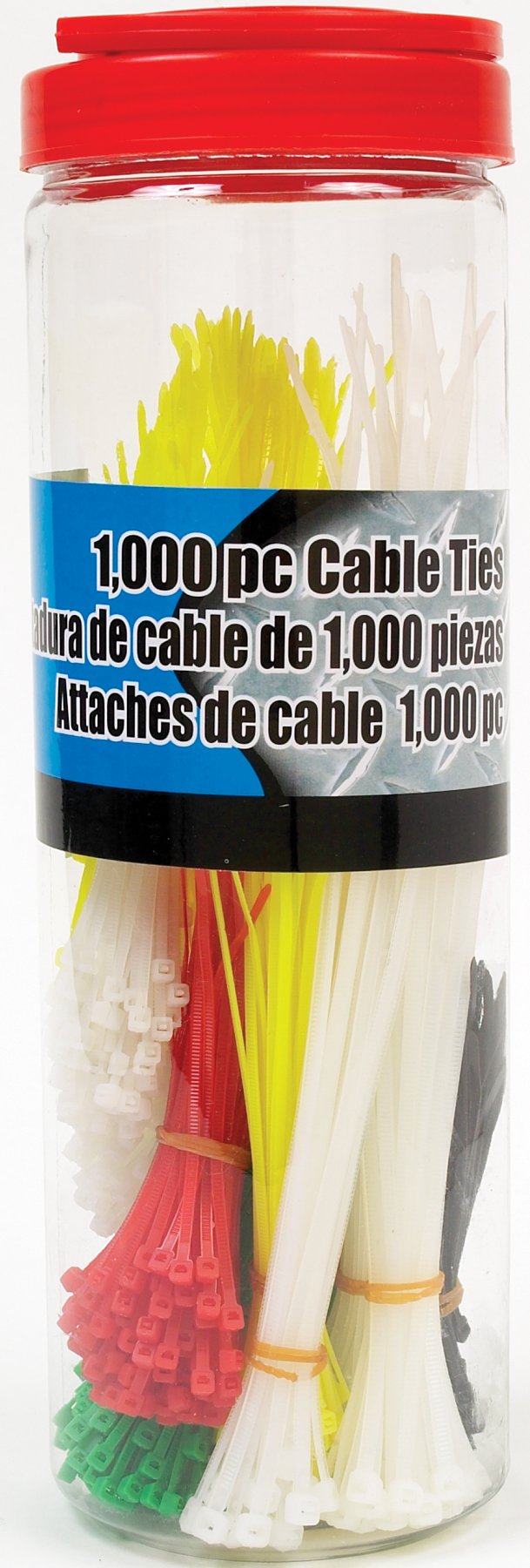 Performance Tool 1943 1000-Piece Cable Ties - Heavy Duty Nylon Zip Ties for Organizing Wires, Bundling Cables & Securing Items - Ideal for Home, Office, Workshop & Outdoor Use