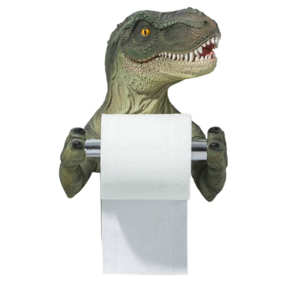 3D Dinosaur Toilet Paper Holder - Wall-Mounted Tyrannosaurus Tissue Roll Rack for Bathroom Decor - Unique Dinosaur-Themed Home Accessory for Kids' Rooms & Jurassic-Themed Bathrooms