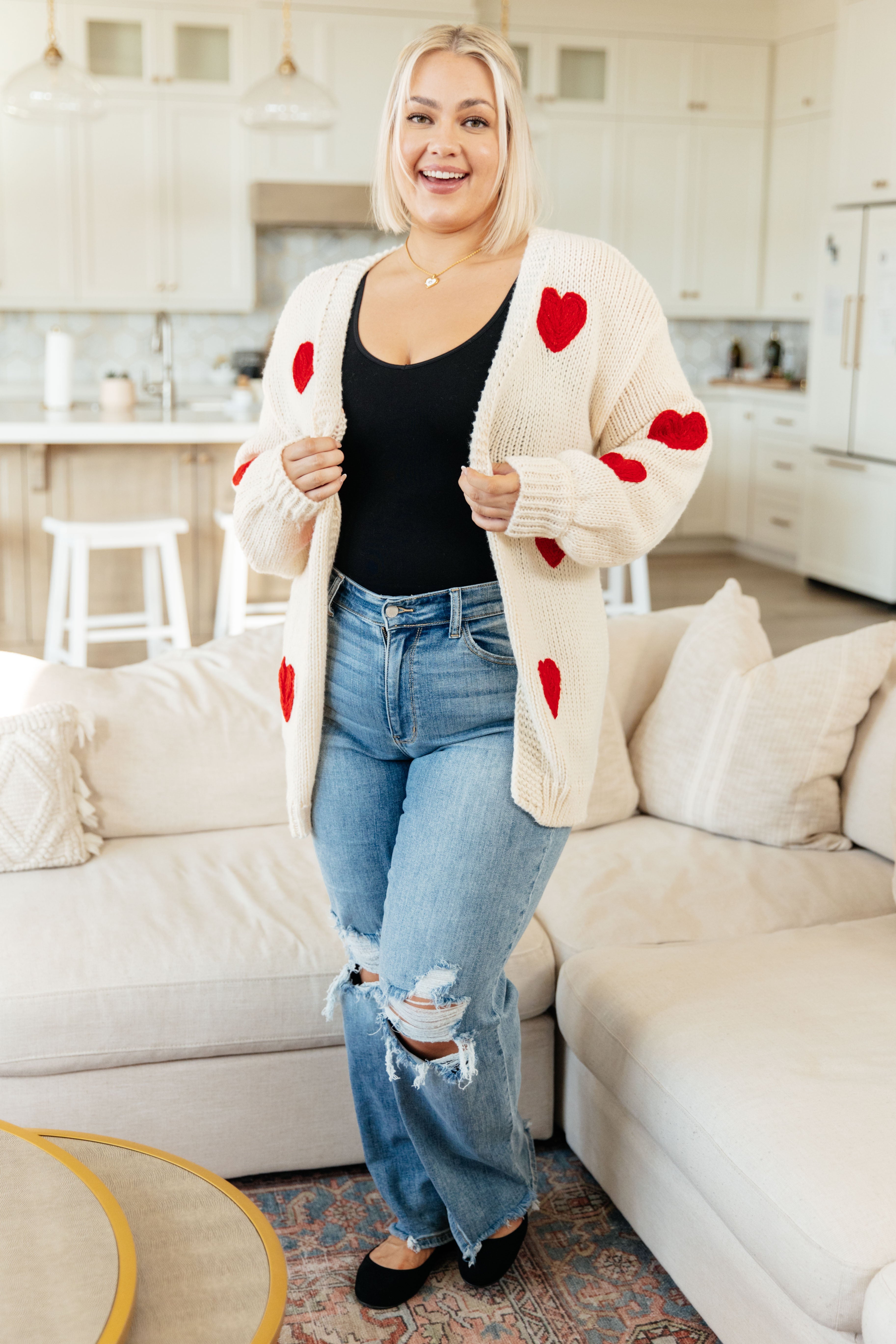 Heart Eyes Cardigan for Women - Cute & Cozy Knit Sweater for Fall & Winter | Perfect for Casual Outfits, Dates, and Layering
