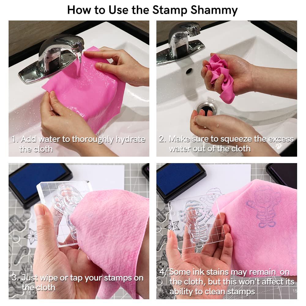 3 Pack Natural Suede Stamp Cleaning Cloths - Super Absorbent Shammy Towels for Stamps, Glass Mats & Craft Supplies (8