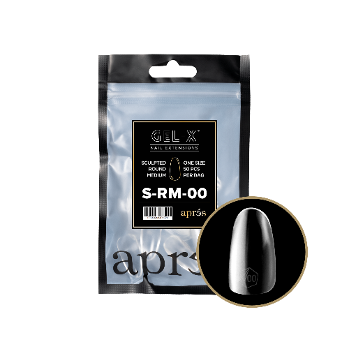 Apres Gel X Refill Tips 2.0 (50pcs) - Sculpted Medium Round Nail Extensions for Professional Salon & DIY Manicure at Home