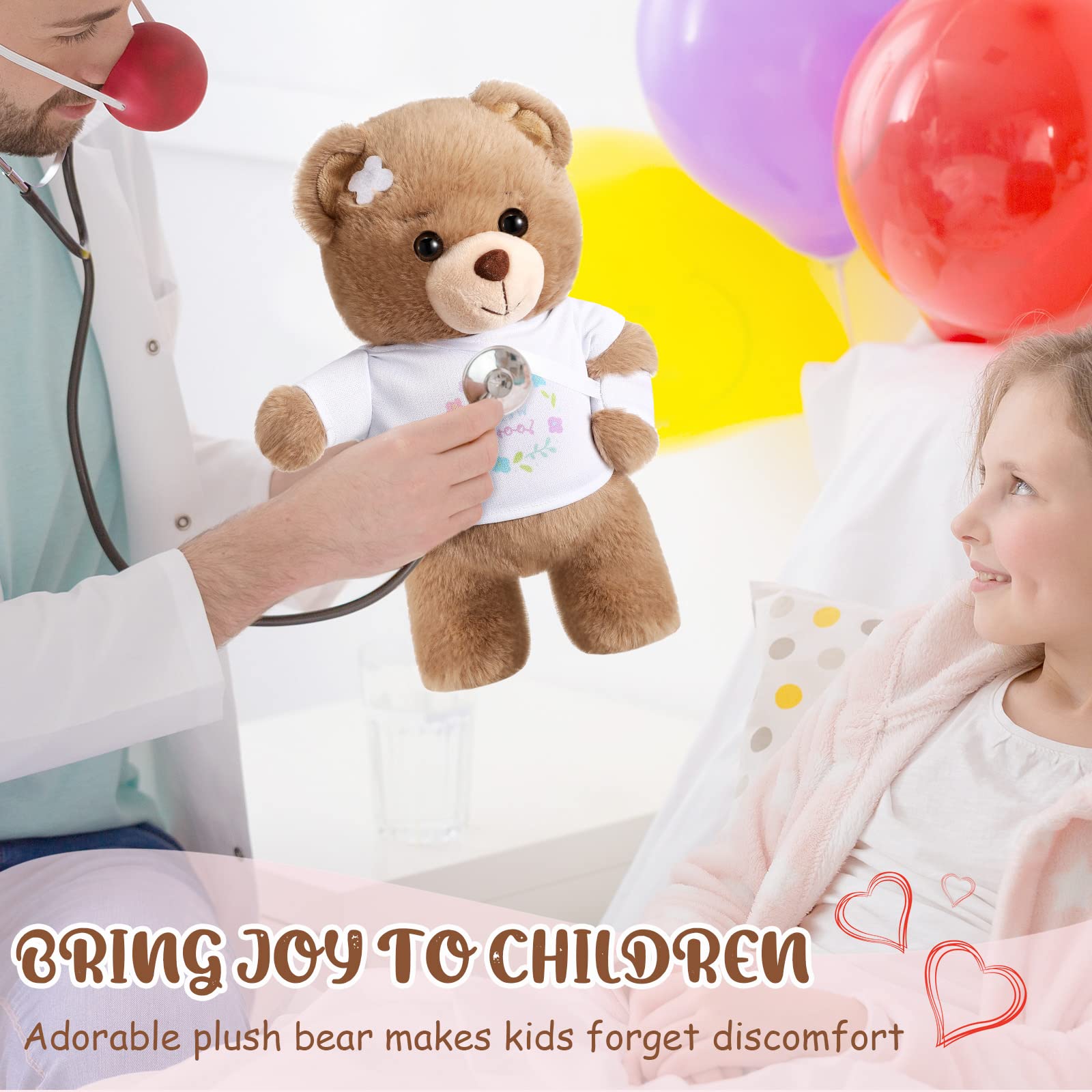 Deekin 10-inch White Broken Arm Bear Stuffed Animal - Get Well Soon Gift for Kids & Adults After Surgery, Soft Plush with Bandage - Perfect for Hospital Recovery, Comfort Gifts, and Cheering Up Loved Ones