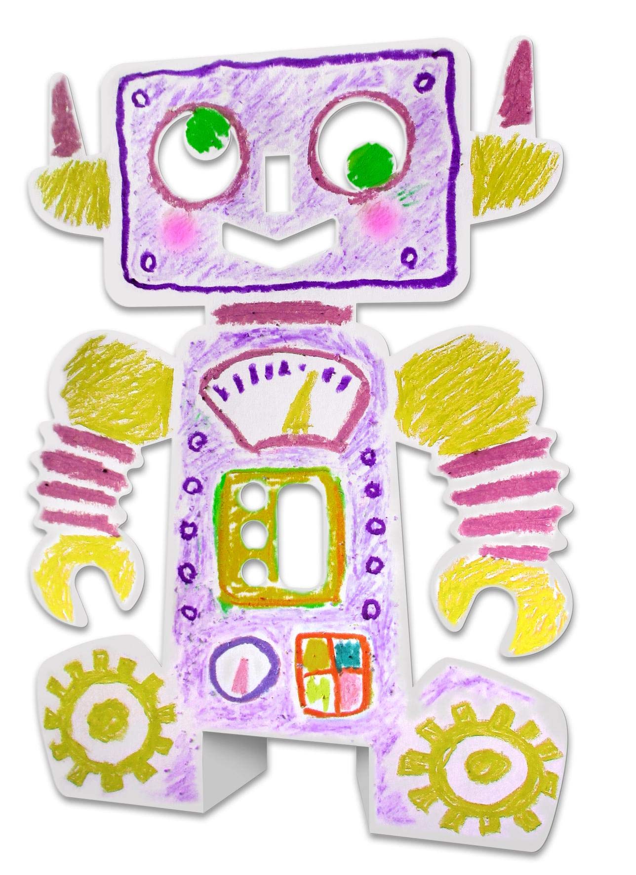 Roylco Stand-Up Robots for Kids - 8 x 11 Inch Creative DIY Paper Craft Kit (Pack of 24) - Perfect for Classroom Activities, STEM Learning & Birthday Party Favors