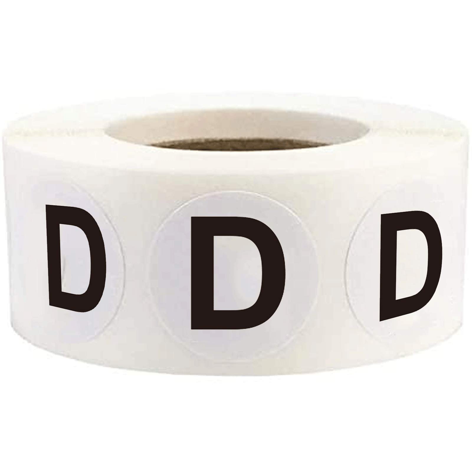 D Letter Inventory Labels - 1 Inch Round Circle Dots Stickers, 500 Adhesive Capital Letter D Labels for Organizing, Storage & Office Supplies