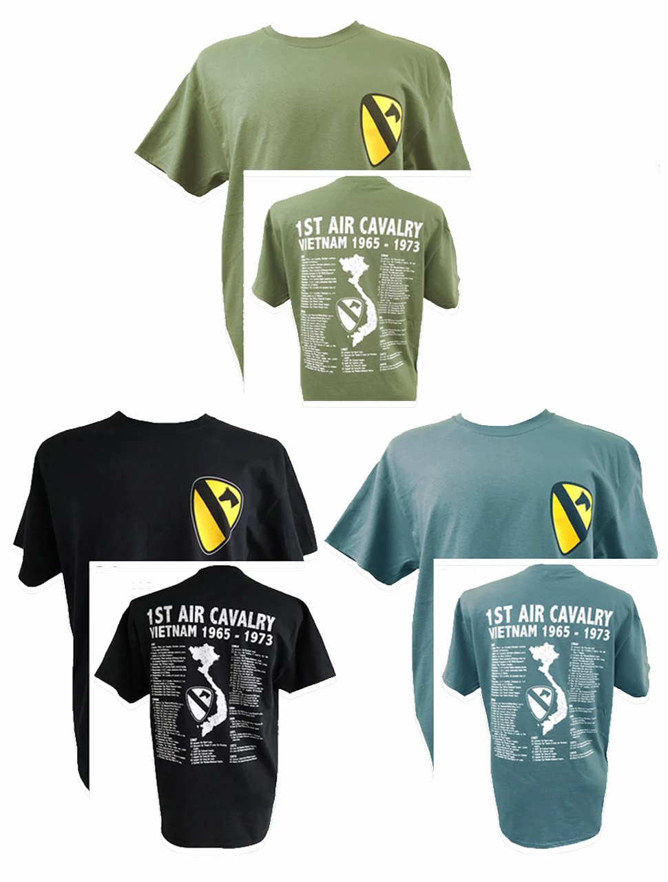 1st Air Cavalry Vietnam War Military T-Shirt - Air Cav Motif & Back Print - Vintage Army Style Tee for Veterans, History Buffs & Military Enthusiasts