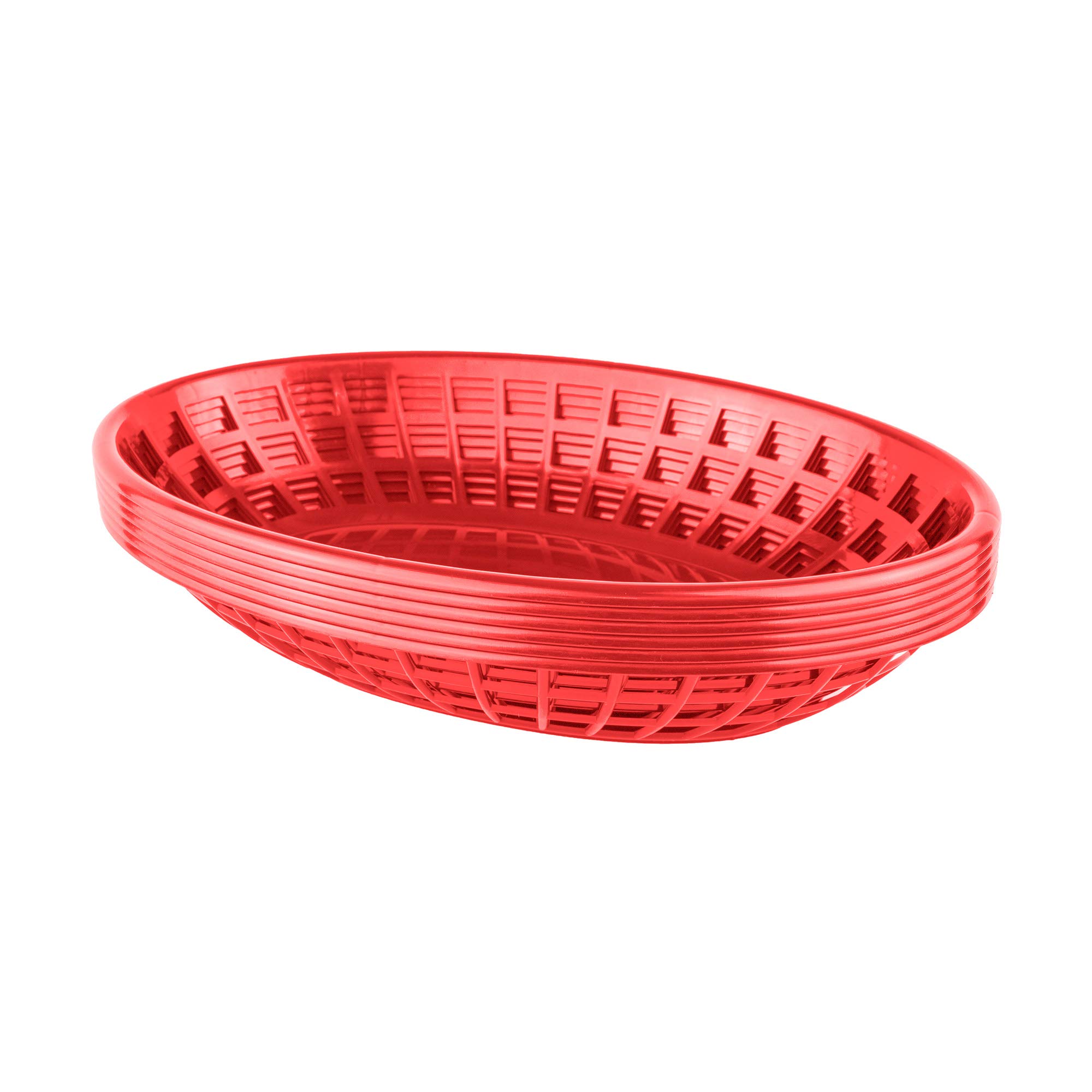 Bear Paws Plastic Serving Baskets - 6-Pack Oval Bread Baskets for Restaurants, Delis & Catering - Perfect for Fries, Burgers, Crawfish & Party Food Display - Durable Red Food Trays for Commercial & Home Use