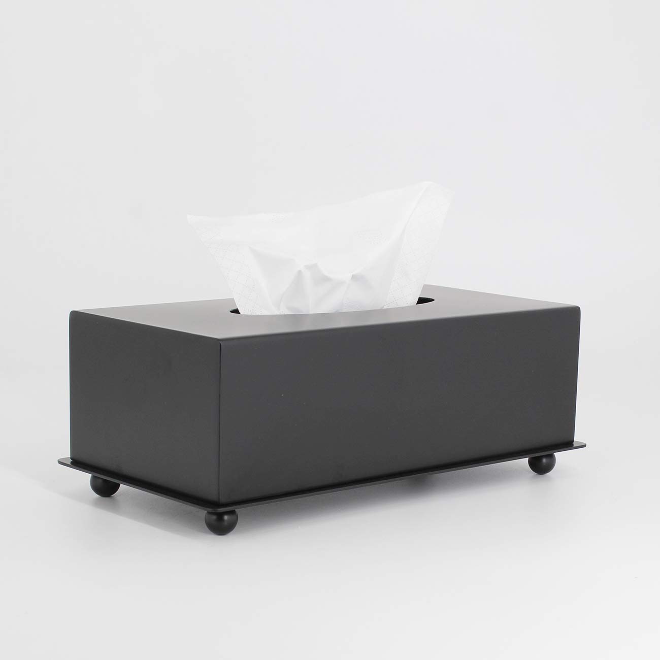 Matte Black Stainless Steel Tissue Box Cover - Modern Rectangular Metal Facial Tissue Holder for Bedroom, Bathroom, Vanity, Office & Countertop | Home Decor & Organization Accessory