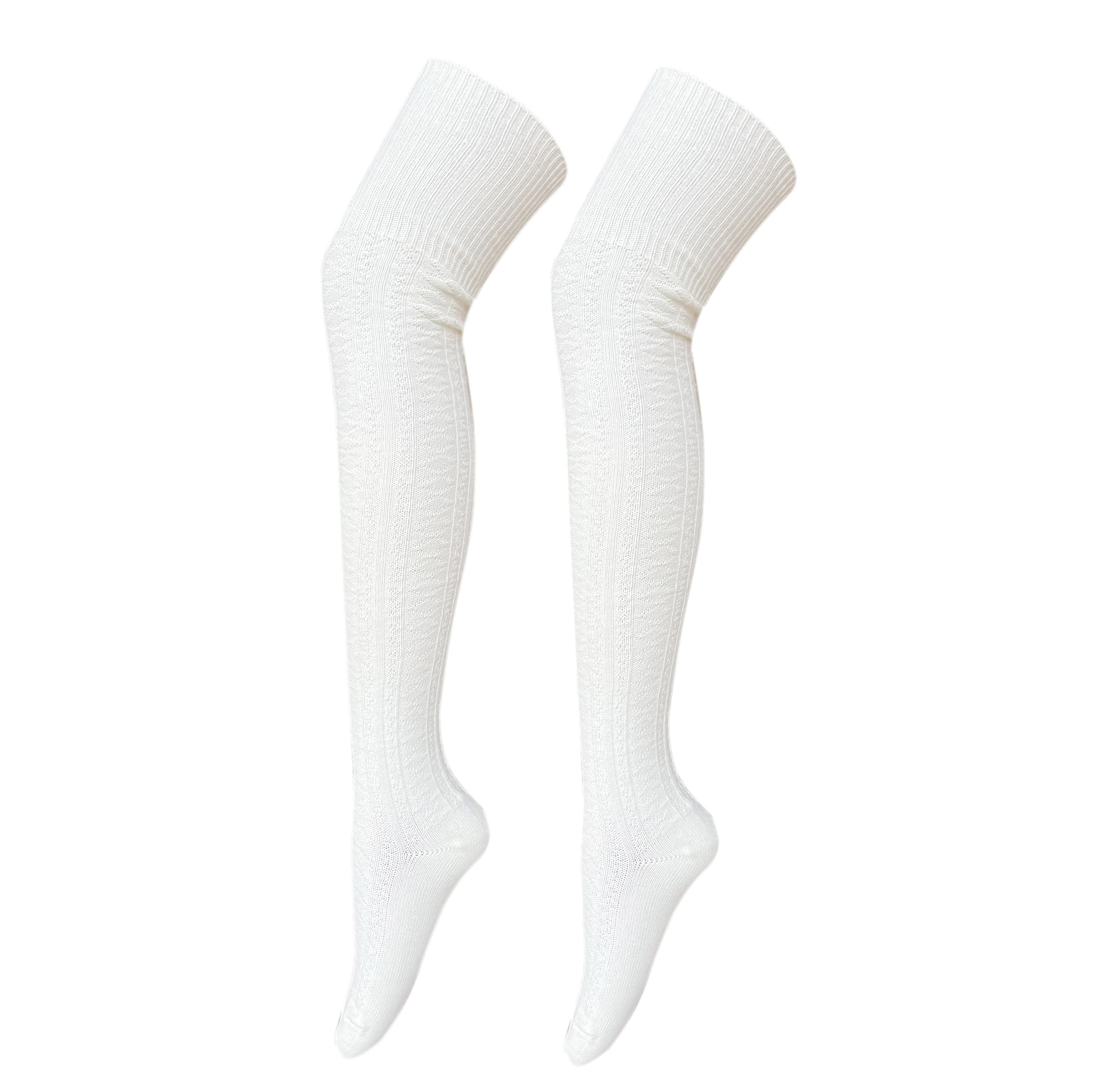 Bestjybt Women's Thigh High Socks - Cotton Cable Knit Over The Knee Boot Stockings, Long Warm Leg Warmers for Winter, Fall Fashion & Boot Pairing