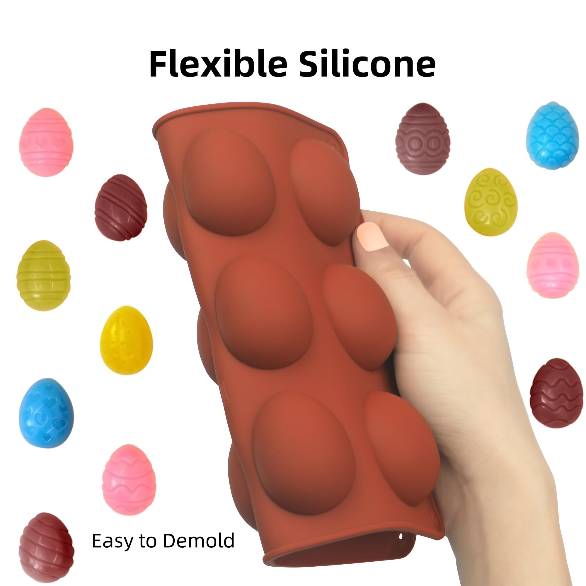 Easter Egg Chocolate Molds Set of 3 - 12 Design Silicone Candy Molds for Easter Treats, Non-Stick for Chocolate, Ice Cubes, Resin & Epoxy - Perfect for DIY Candy Making, Party Favors & Holiday Baking