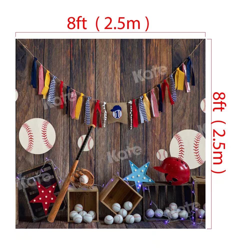 8x8ft Happy Birthday Backdrop - Brown Wood Wall Photography Background for Baseball Theme Parties, Kids Photo Studio Props & Home Decor | Perfect for Birthday Photoshoots, Baby Showers & Family Events