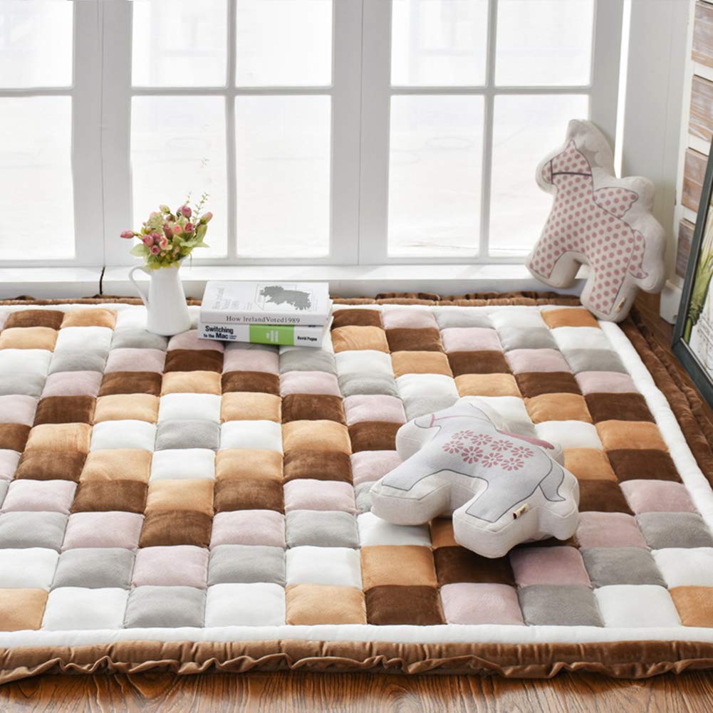 Premium Thick Velvet Area Rug - Soft Play Mat & Tatami Style for Living Room, Kids Bedroom, Playroom Decor - 28