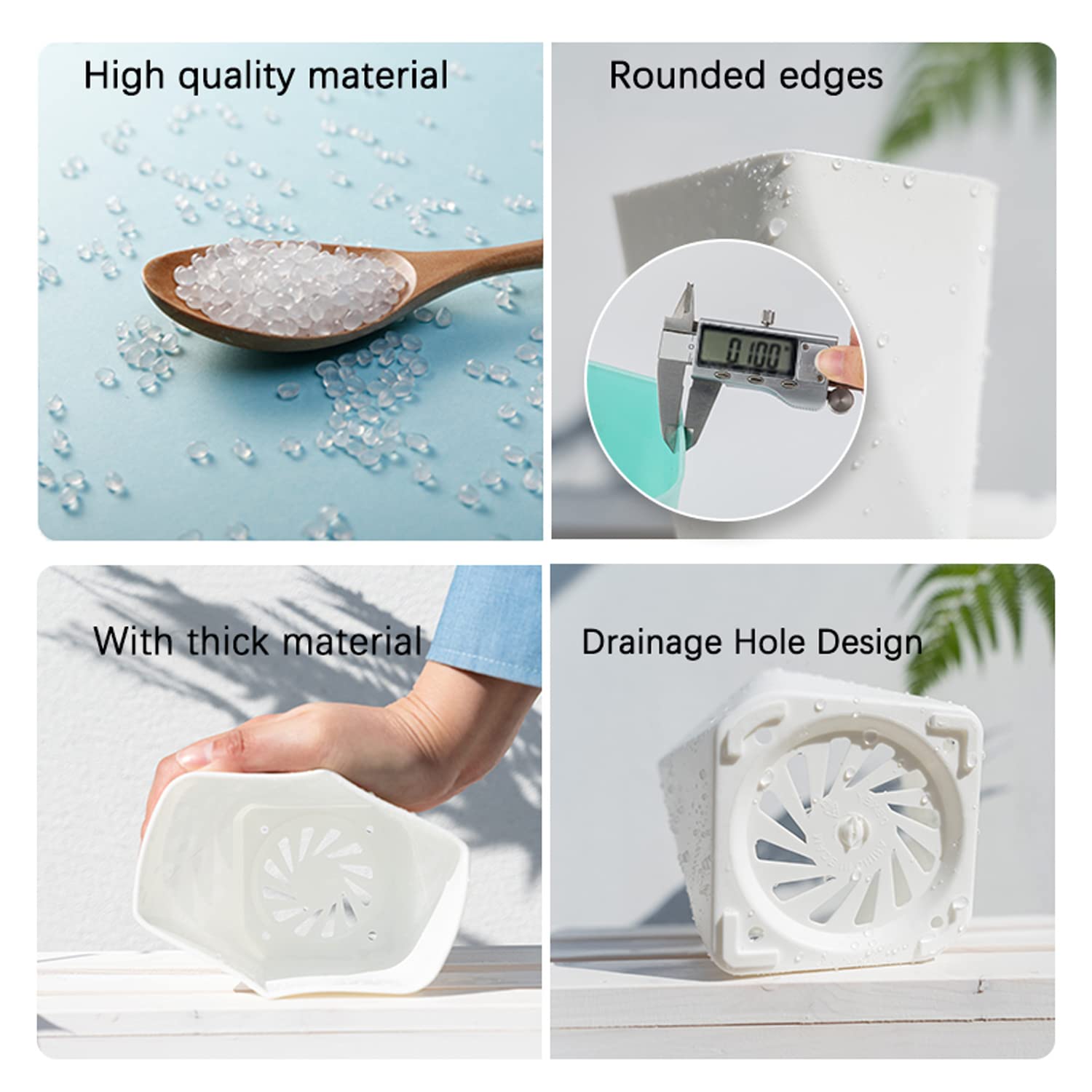 6.6 Inch Small Plastic Plant Pots - 12 Pack Square Indoor/Outdoor Flower Pots for Succulents, Herbs & Mini Plants - Perfect for Home, Garden, Office & Balcony Decor