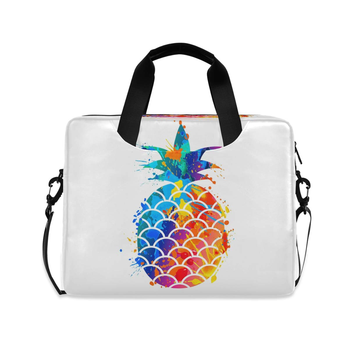 AUUXVA Watercolor Tropical Pineapple Print Laptop Bag Case 13 14 15.6 Inch, Durable Laptop Briefcase Messenger Bag for Business, College, Travel, Work, School, Women & Men