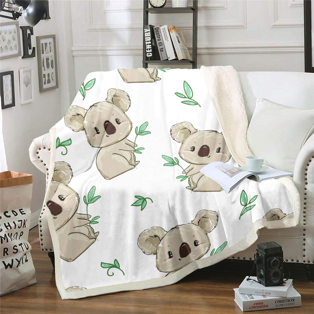 Feelyou Koala Fleece Blankets for Kids - Soft Sherpa Plush Throw Blanket 30x40 Inches, Cute Animal Print for Boys & Girls, Cozy Blanket for Bed, Couch & Nursery - Perfect for Snuggling, Naptime & Gift Giving