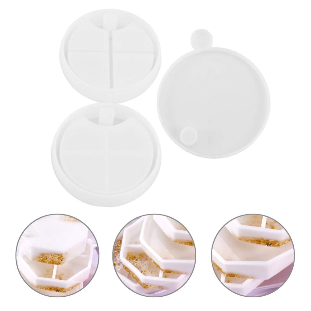 EXCEART 3-Piece Silicone Jewelry Box Tray Set - Round Epoxy Resin Mold for Rotating Ornaments, Multi-Layer Cake Decorating & Jewelry Storage - Perfect for DIY Crafts, Resin Art, and Home Organization