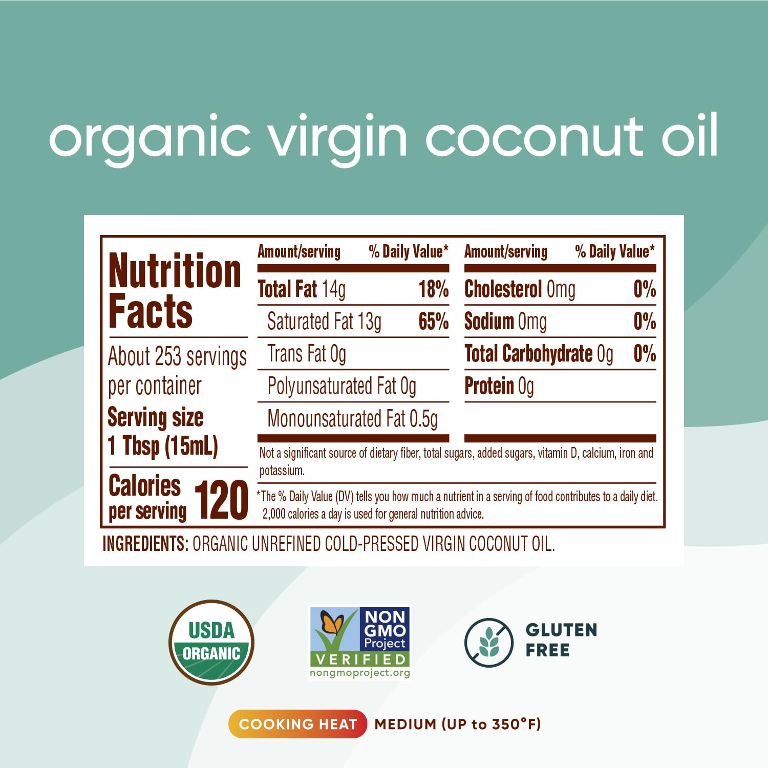 Nutiva Organic Coconut Oil 128 fl oz - Cold-Pressed, Unrefined, USDA Organic Extra Virgin Coconut Oil for Cooking, Hair Care, Skin Moisturizer & Massage | Perfect for Baking, Frying, DIY Beauty Recipes & Aromatherapy