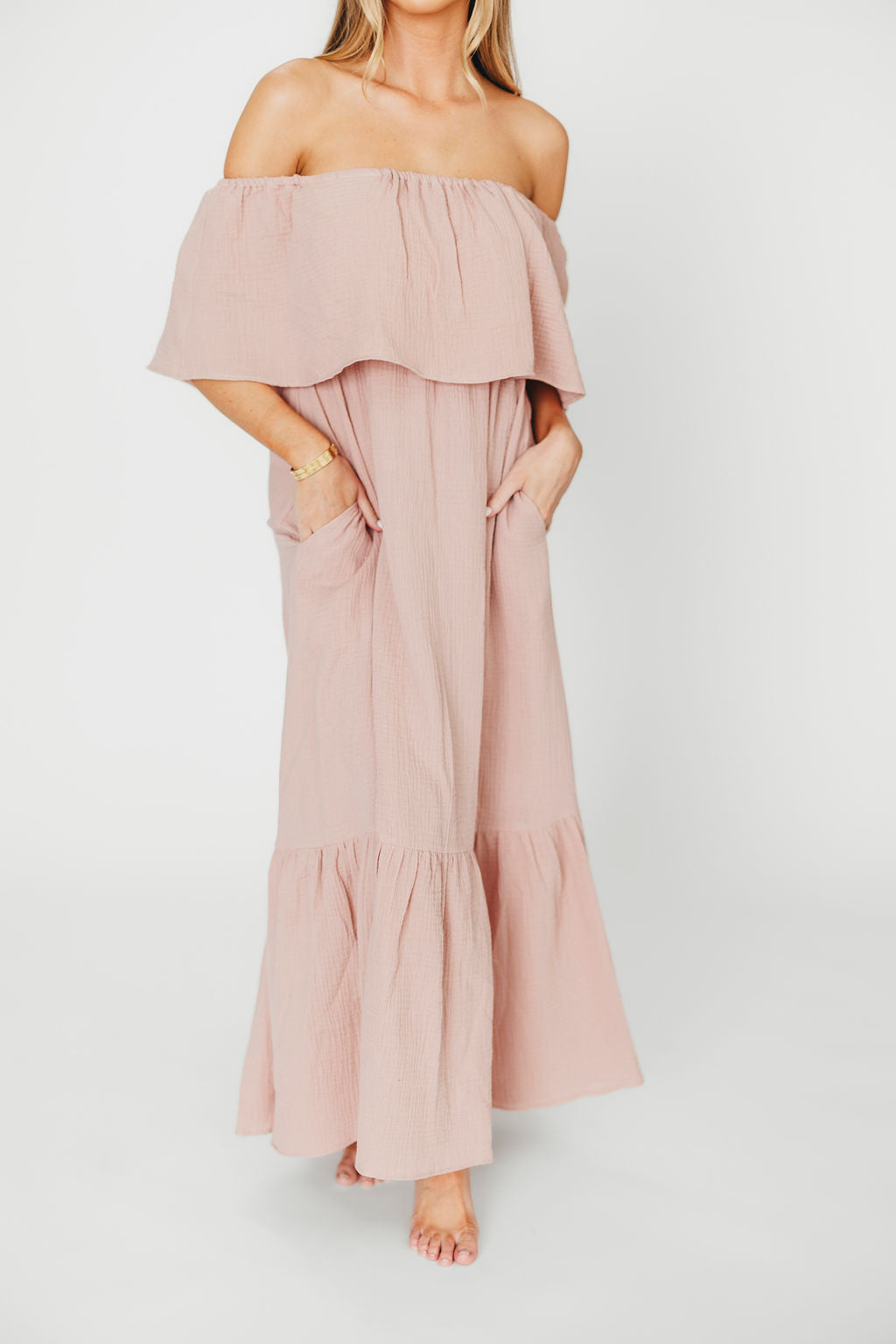 Josie 100% Cotton Maxi Dress in Rose - Bump & Nursing Friendly Maternity Dress for Pregnancy & Breastfeeding | Perfect for Casual Wear, Baby Showers & Nursing Outings