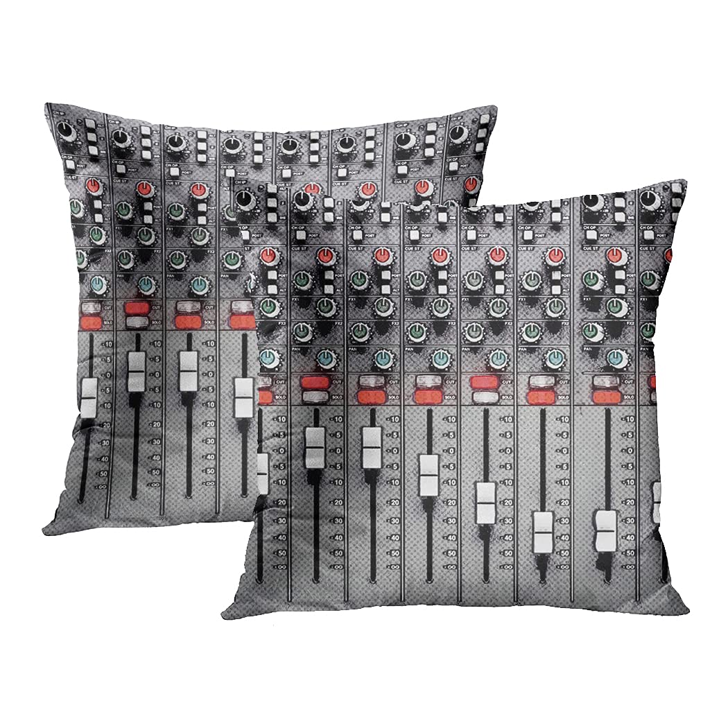 rouihot Set of 2 Music Studio Mixer Sound Board Throw Pillow Covers 20x20 Inch - Square Decorative Cushion Covers for Sofa, Couch & Bed - Perfect for Home Decor, Music Lover Gifts & Studio Accents