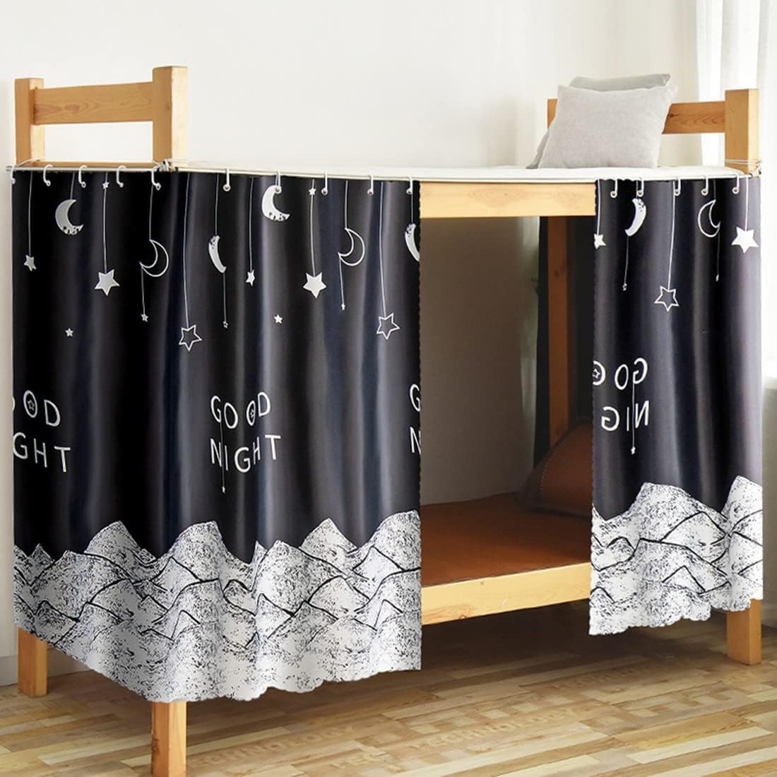 XGOPTS Blackout Privacy Curtains for Bottom Bunk Beds - Breathable Dustproof Single Bed Canopy Tent, Underbed Loft Bed Drapes & Shading Panels for Dorm Room, College Student Sleeping Privacy (Perfect for Dormitories, Kids Rooms & Small Spaces)