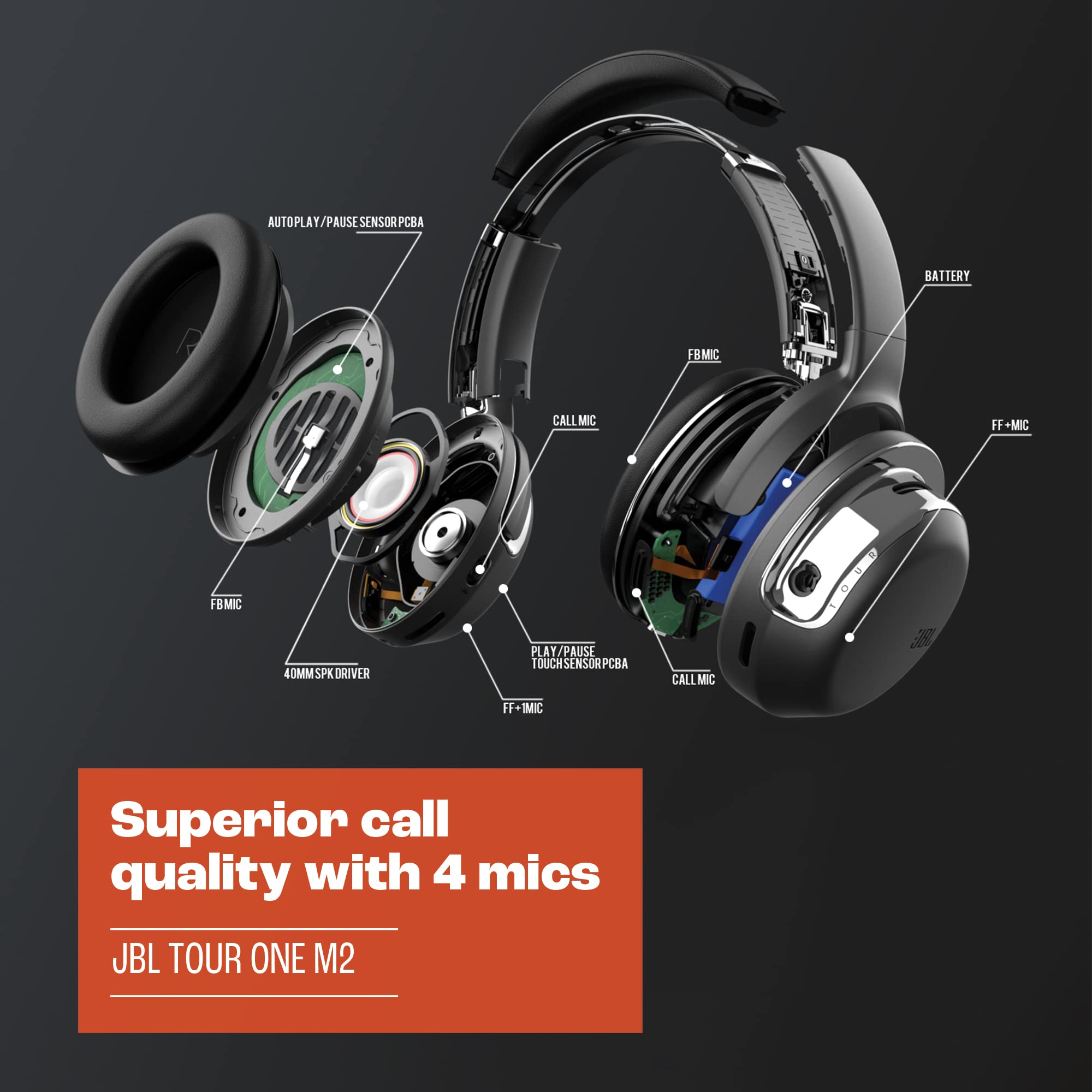 JBL Tour One M2 Wireless Over-Ear Noise Cancelling Headphones - 50H Playtime, Hi-Res Audio, Bluetooth 5.3 - Champagne Gold (Perfect for Travel, Work & Music Lovers)