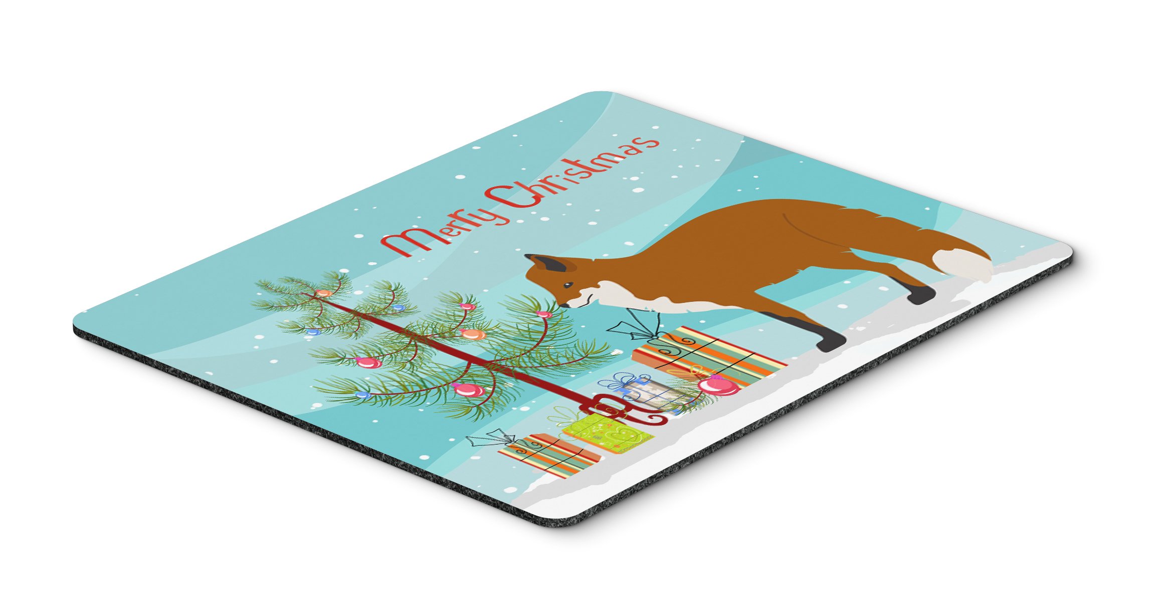 Red Fox Christmas Mouse Pad & Hot Pad - Washable Large Mouse Mat for Home Office, Gaming, Working, Computers & Laptops | Perfect Holiday Gift & Desk Accessory