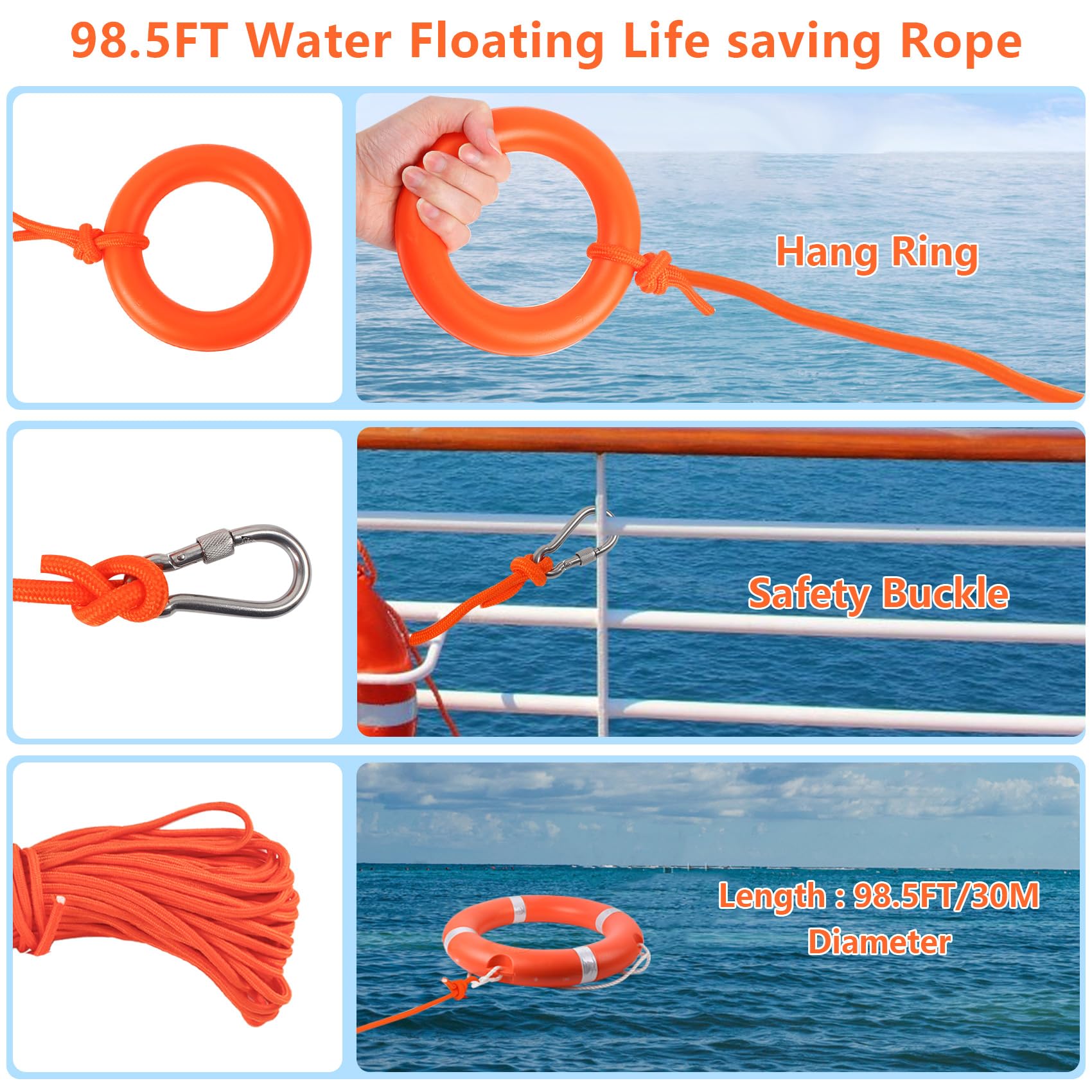 Orange Boat Safety Throw Ring with Bracket - 23