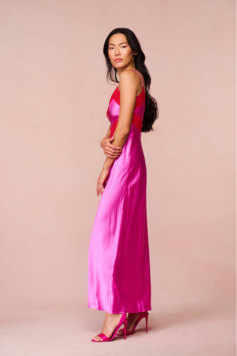 Serita Lace Trimmed Maxi Dress for Women - Elegant Floral Long Dress with V-Neck & Flowy Skirt - Perfect for Weddings, Parties & Summer Vacations