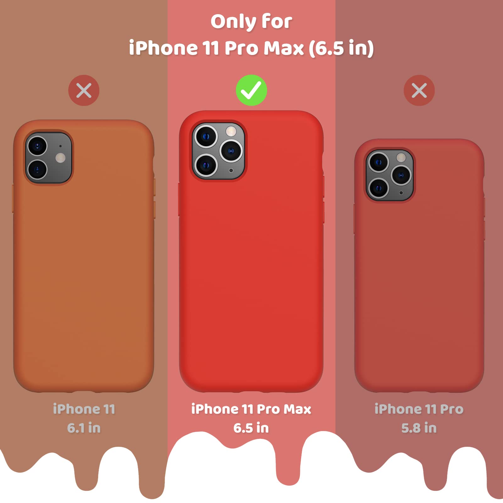 OuXul Slim Liquid Silicone Case for iPhone 11 Pro Max (6.5 Inch) - Full Body Protection with Microfiber Lining | Shockproof & Scratch Resistant Cover | Perfect for Daily Use, Travel & Outdoor Activities (Red)