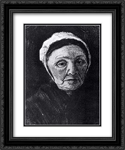 Vincent van Gogh Woman With White Bonnet, Sien's Mother 20x24 Inch Black Ornate Framed Museum Art Print - Double Matted Wall Decor for Living Room, Bedroom & Office