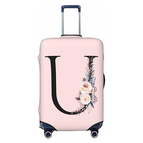 Black Letter U With Boho Floral Flowers Leaves
