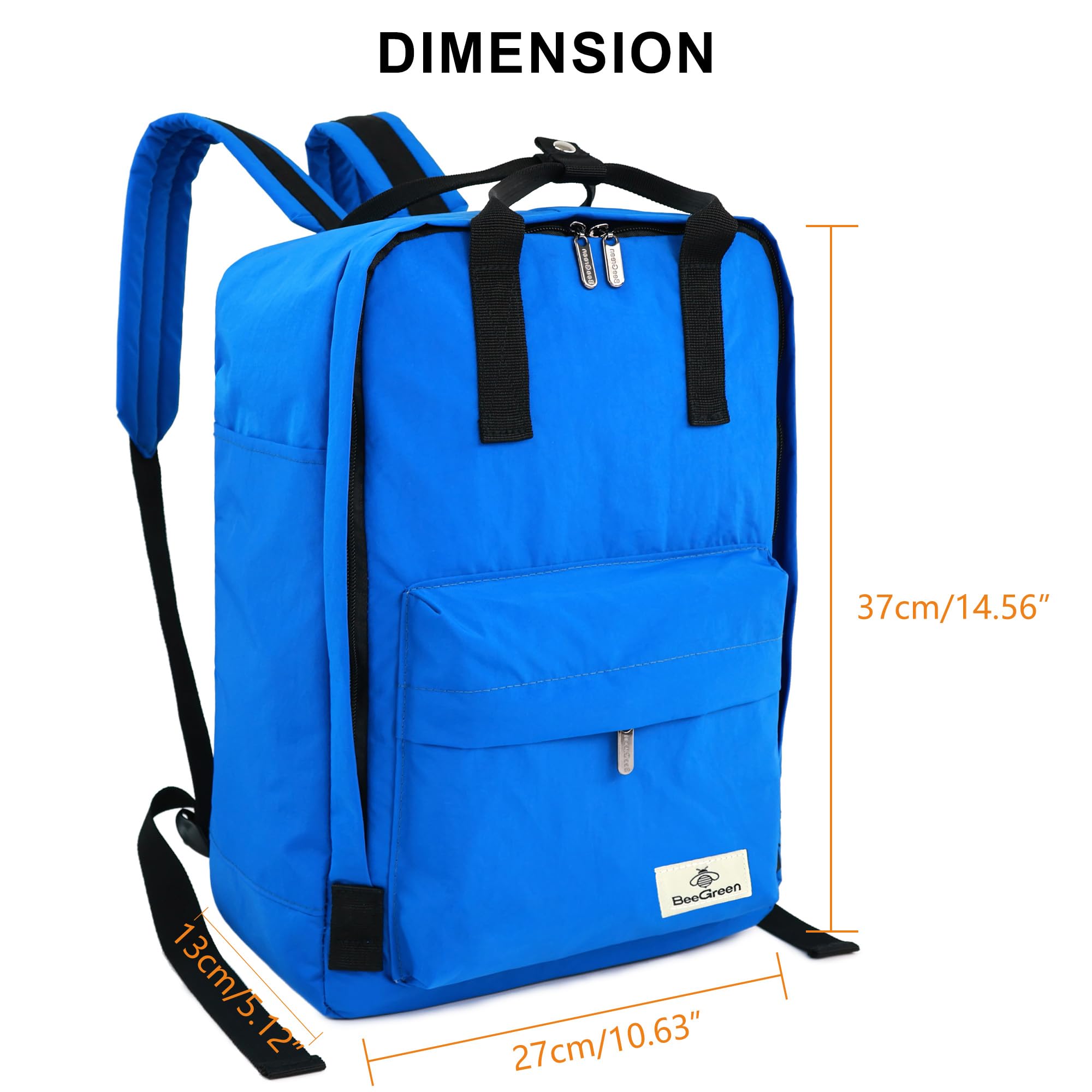 BeeGreen Waterproof Travel Backpack for Women & Men - Flight Approved Carry On Backpack for Hiking, Gym, Commuting, Business & Weekender Trips - Ideal for Teachers, Doctors & Nurses (Yellow)
