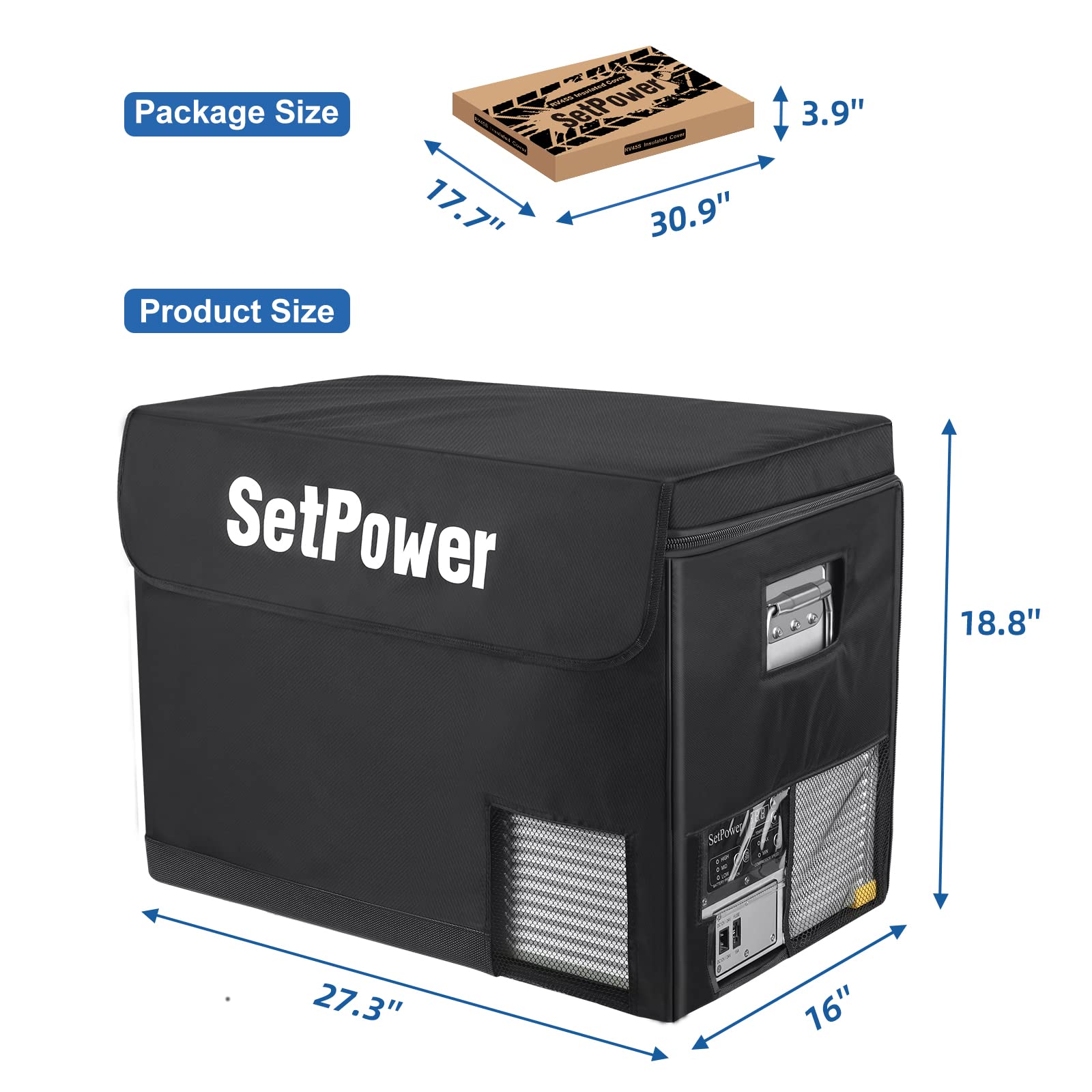 SetPower RV45S 47-Quart Insulated Protective Cover - 12V Portable Refrigerator Transit Bag for Camping, Road Trips & Outdoor Adventures