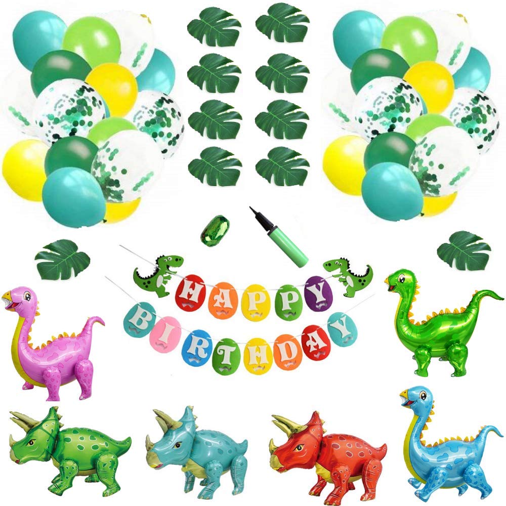 Dinosaur Balloons and Party Decorations Set - 6 Large Inflatable Dinosaur Balloons for Birthday, Baby Shower & Jurassic Themed Parties | Perfect for Indoor & Outdoor Decor