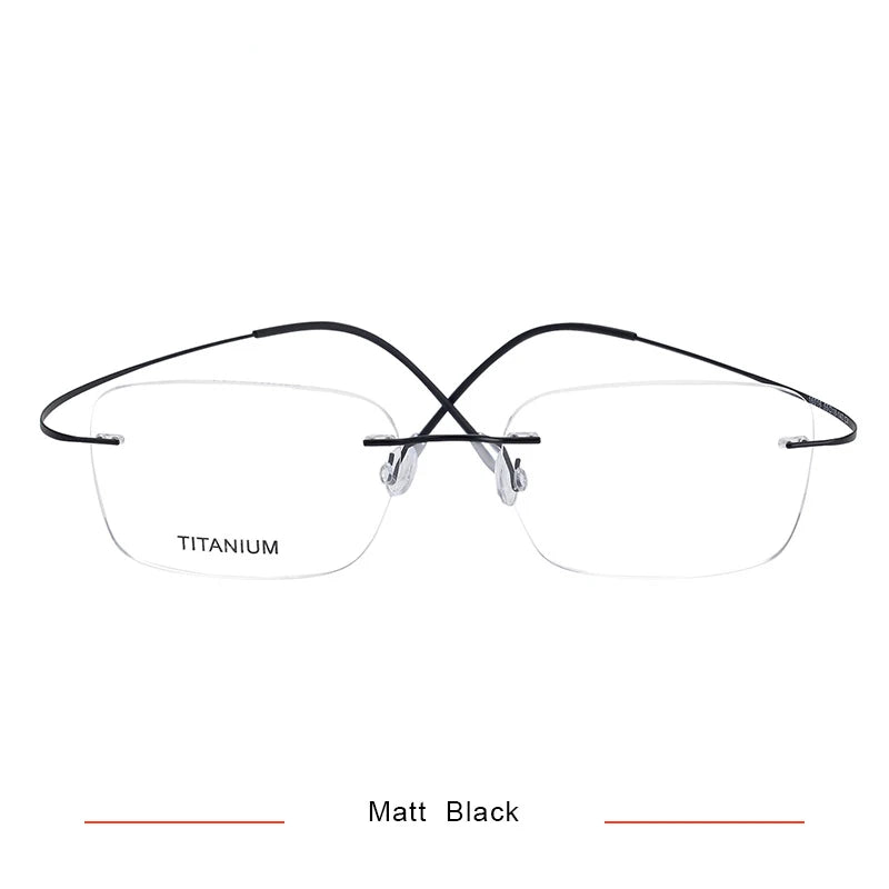 Brightzone Unisex Rimless Square Screwless Titanium Eyeglasses 71616 - Lightweight & Durable Frame for Men & Women - Perfect for Reading, Work & Everyday Use