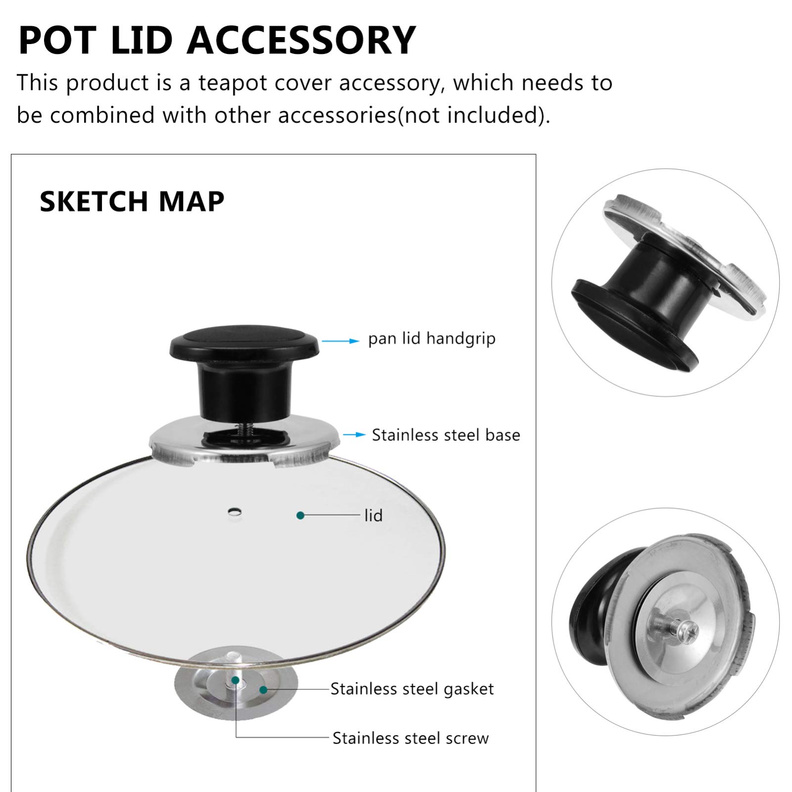 Hemoton 4-Piece Stainless Steel Tea Kettle Lid Knobs - Heat Resistant Pot Handle Replacement for Stovetop Kettles - Perfect for Tea Making, Cooking & Kitchen Safety (Vocalize Model)