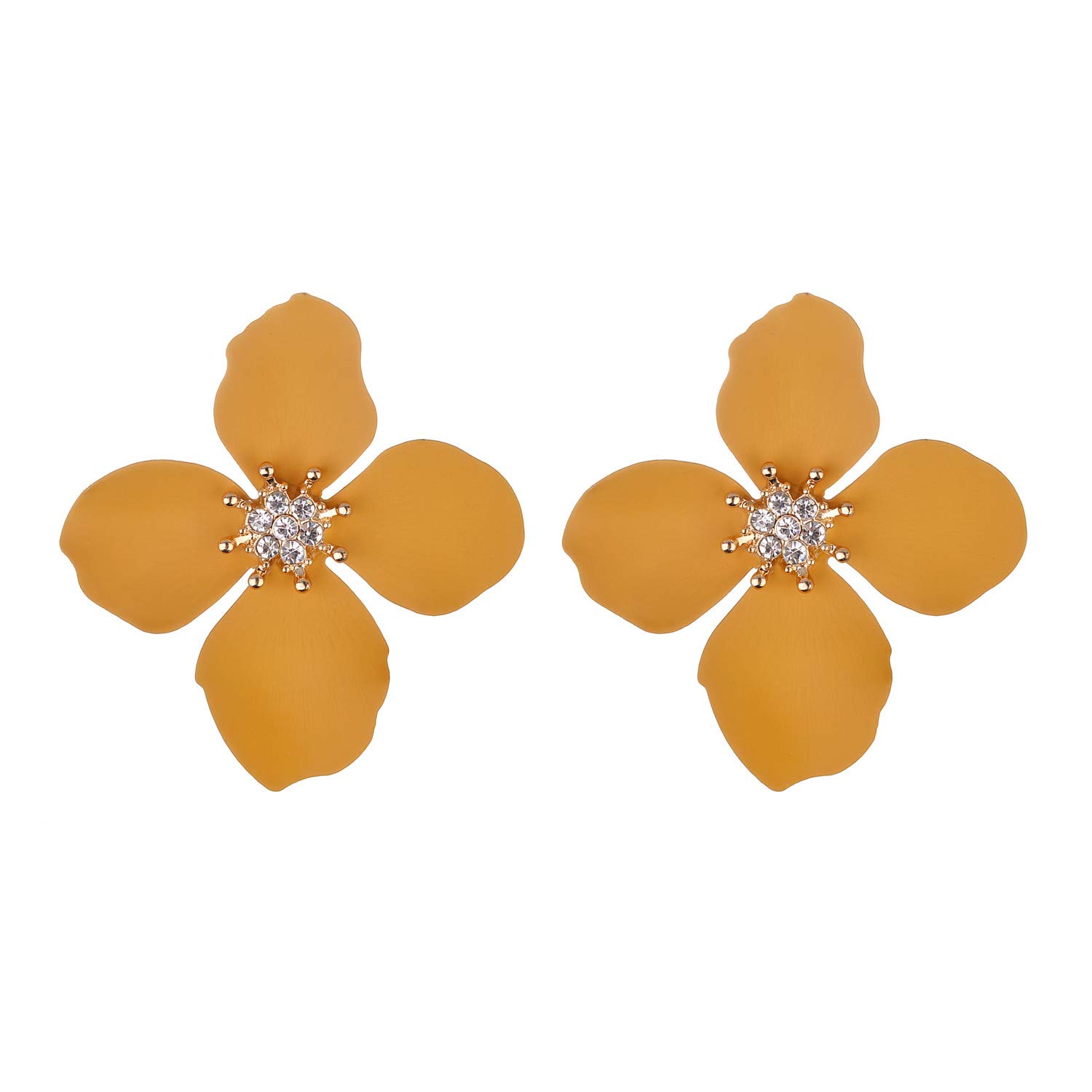 Nicole Miller New York Leaf Flower Crystal Stud Earrings – Elegant Sparkling Jewelry for Women, Perfect for Parties, Weddings & Special Occasions