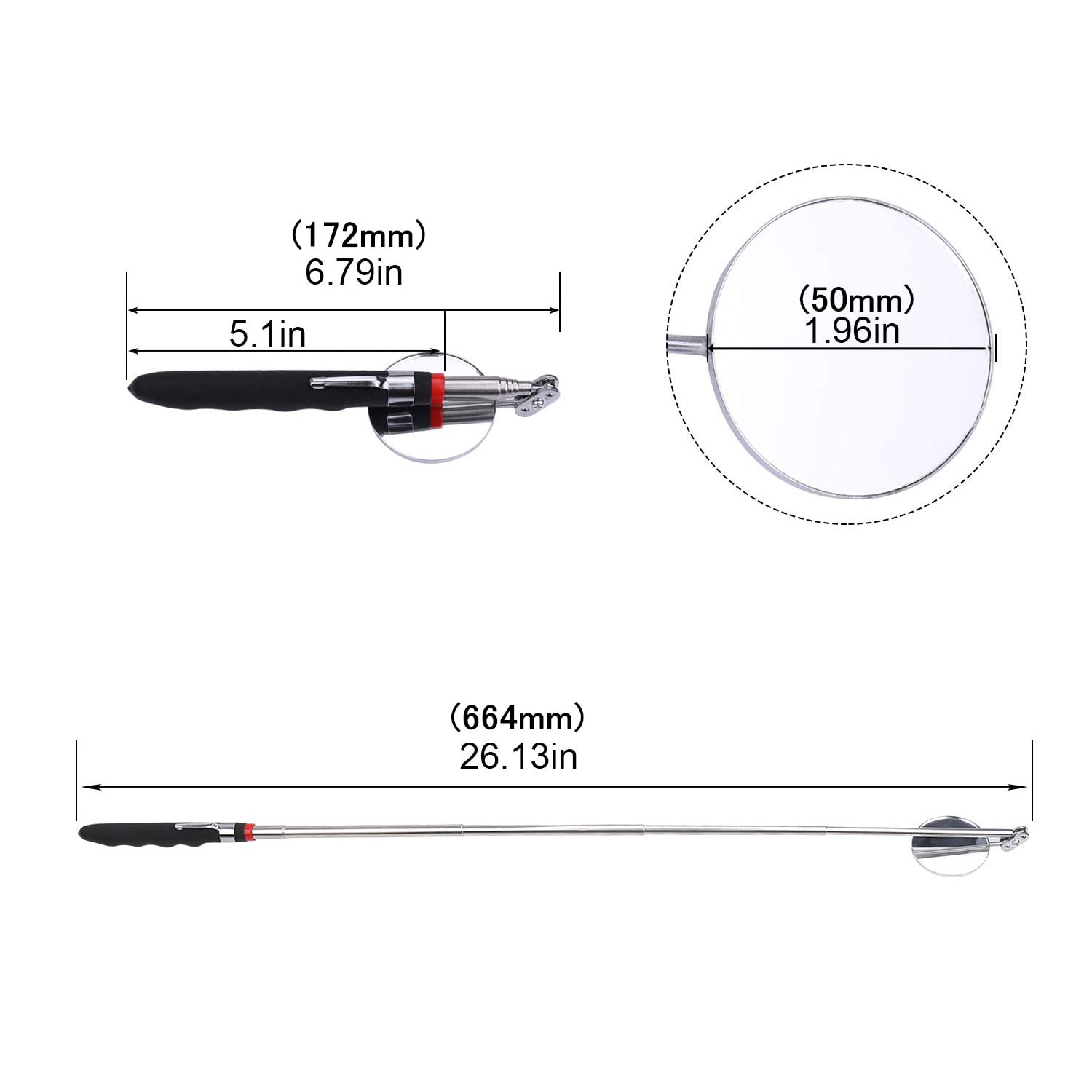 Telescopic Inspection Mirror Kit with LED Light - 34