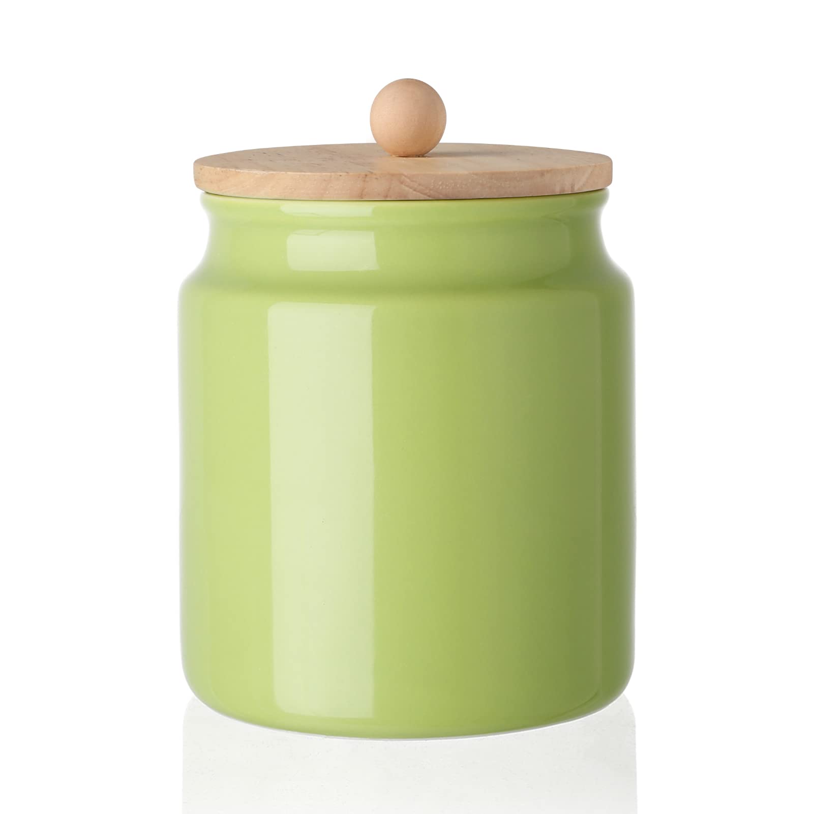 Sweejar 28oz Ceramic Food Storage Canisters with Airtight Wooden Lid - Kitchen Pantry Containers for Coffee Beans, Tea, Sugar, Salt & Dry Goods | Perfect for Home Organization & Coffee Bar Display (Green)
