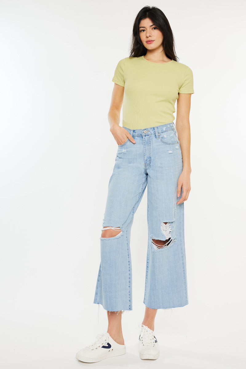 Mariyah Ultra High Rise Cropped Wide Leg Jeans for Women - Trendy Stretch Denim Pants for Casual Outfits & Street Style Fashion